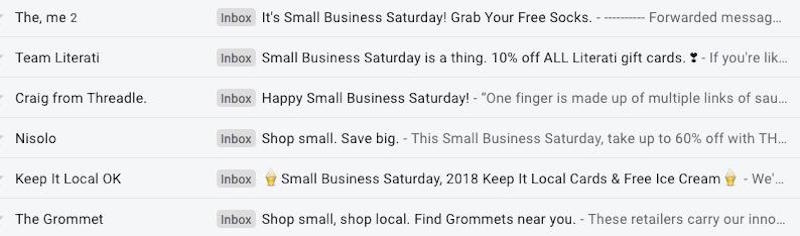 small business saturday email ideas