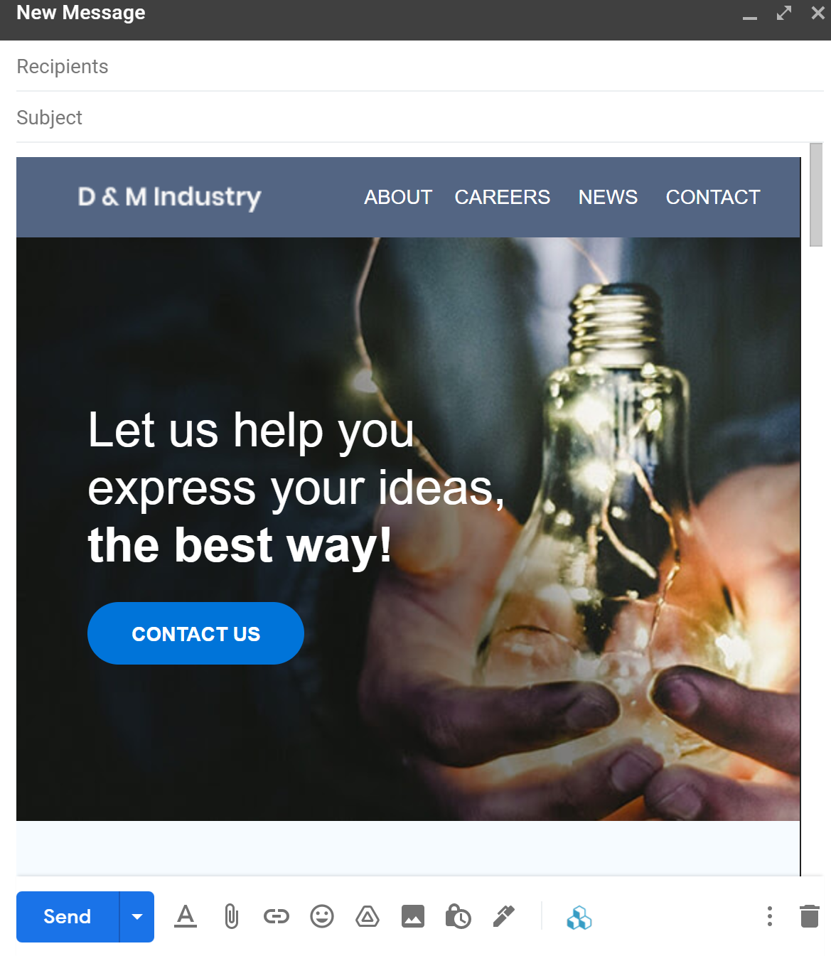 BEE Pro Email template inside of Gmail